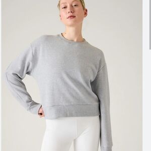 Athleta Retroplush Revive Gray Crewneck Sweatshirt Womens Size Small Petite